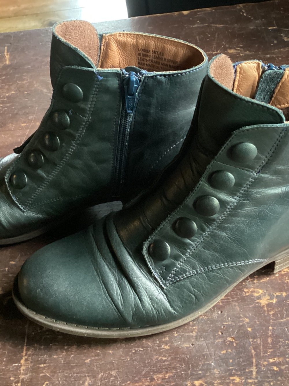 MIZ MOOZ 9.5 ANKLE BOOTS GREEN EDWARDIAN VICTORIAN STYLE LEATHER - Picture 2 of 11